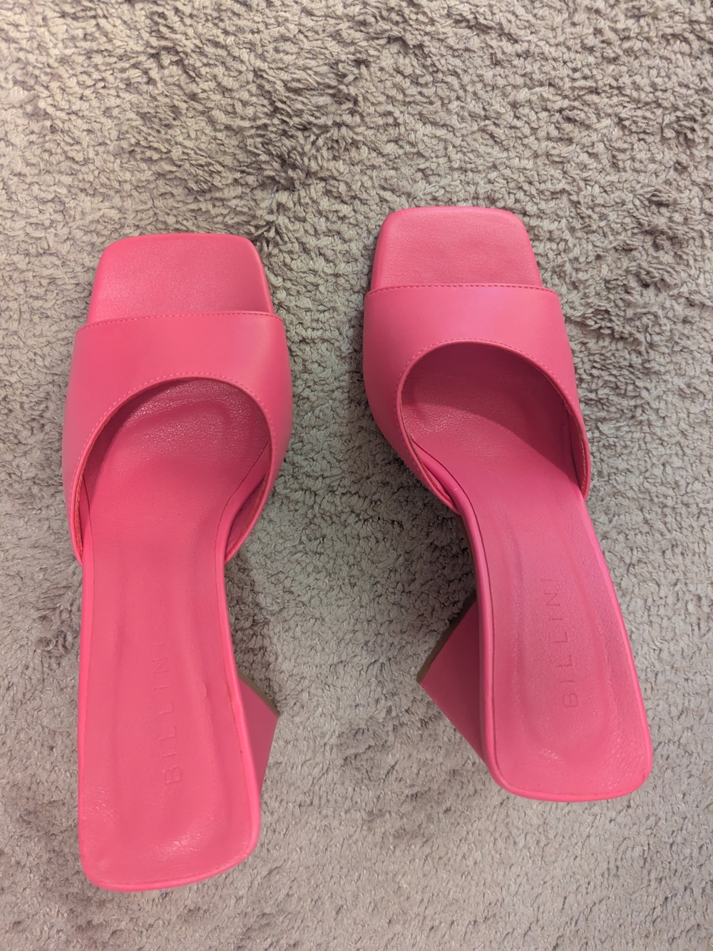 Billini Hot Pink Square-Toe Block Heel Slides